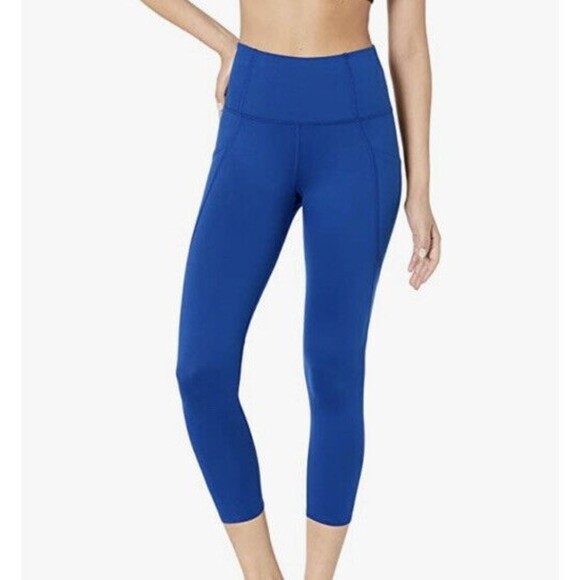 Women Leggings Large High Waist Side Pockets All Day Comfort Navy Blue New - Picture 2 of 16